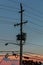 Electricity poles with sunset,silhouette