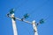 Electricity Poles with Wires and Green Glass Insul