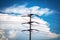 Electricity posts with blue sky background,high voltage electricity pole