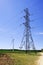 Electricity pylon at Hook Moor wind farm, Garforth, Leeds, UK