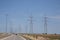 Electricity pylon on nature background . Electricity transmission power lines High voltage tower . Power line high voltage post