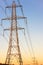 Electricity Pylons of the National Grid at Sunset or Sunrise