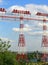 Electricity pylons, power lines , high-voltage towers .