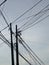 electricity steel pole and wire in electricity power generation station. equipment or part of electricity transmission station