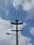 Electricity street lamp and wires on the pylon