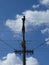 Electricity street lamp and wires sky background