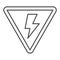 Electricity thin line icon. Danger of high voltage, lightning in triangle symbol, outline style pictogram on white