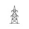 Electricity transmission line. Overhead powerline icon. High voltage electric pole.