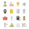 Electricity vector icons in flat style