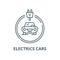 Electrics cars line icon, vector. Electrics cars outline sign, concept symbol, flat illustration
