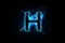 electrified glowing neon blue Letter H logo on a black background generative AI