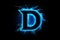 electrified neon blue Letter D logo on a black background generative AI