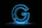 electrified neon blue Letter G logo on a black background generative AI