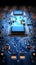Electrifying backdrop Blue circuit board aglow with futuristic luminosity
