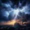 Electrifying Thunderstorm with Dancing Lightning Bolts and Billowing Clouds