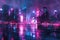 Electrifying Visions: A Glitchy Cityscape Awash with Neon Lights