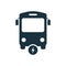 Electro Bus Silhouette Black Icon. Electronic Ecology Symbol. Electric Shuttle Pictogram. Alternative Eco Hybrid