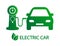 Electro car icon. The car is charged by electricity