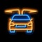 electro car opened doors neon glow icon illustration