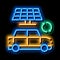 electro car solar panel neon glow icon illustration