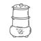 Electro cooker, double boiler. Doodle. Home appliances for cooking steamed.Design element for the design of menus, recipes,