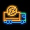 electro truck cargo neon glow icon illustration