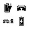 Electrocar. Simple Related Vector Icons