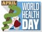 Electrocardiogram, Apple, Stethoscope and Asclepius Staff Promoting World Health Day, Vector Illustration