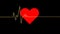 Electrocardiogram. Heartbeat waves on red heart over black background.Symbol of medical cardiovascular health care problems due t