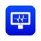 Electrocardiogram monitor icon digital blue