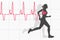 Electrocardiogram and running woman, vector