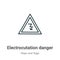 Electrocutation danger outline vector icon. Thin line black electrocutation danger icon, flat vector simple element illustration