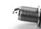 The electrode on the new iridium spark plug. Close up. Isolated on a white background