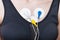 Electrodes of Holter monitor are attached to chest