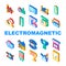 Electromagnetic Science Physics Icons Set Vector
