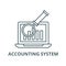 Electronic accounting system line icon, vector. Electronic accounting system outline sign, concept symbol, flat