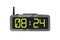 Electronic alarm clock flat vector illustration. Contemporary digital timepiece. Radio clock with antenna color design