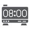 Electronic alarm clock glyph icon, digital and hour, clock display sign, vector graphics, a solid pattern on a white