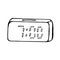 Electronic alarm clock hand drawn in doodle style. , scandinavian, monochrome. single element for design sticker, icon. time