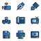Electronic And Appliance icon set include power bank,port,lamp,Projector,telephone,television,floppy disc,printer,laptop