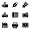 Electronic And Appliance icon set include power bank,port,lamp,Projector,telephone,television,floppy disc,printer,laptop