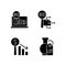 Electronic auctioning black glyph icons set on white space