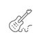 Electronic bass guitar, music instrument line icon.