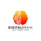 Electronic brain logo. digital brain logo design template. smart brain vector icon