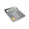 Electronic calculator on white background.