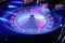 Electronic casino roulette wheel spinning