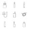 Electronic cigar device icon set, outline style