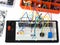 Electronic circuit on a breadboard (raster) DIY