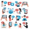 Electronic Communication Devices Icons Set