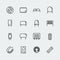Electronic components icons in thin line style